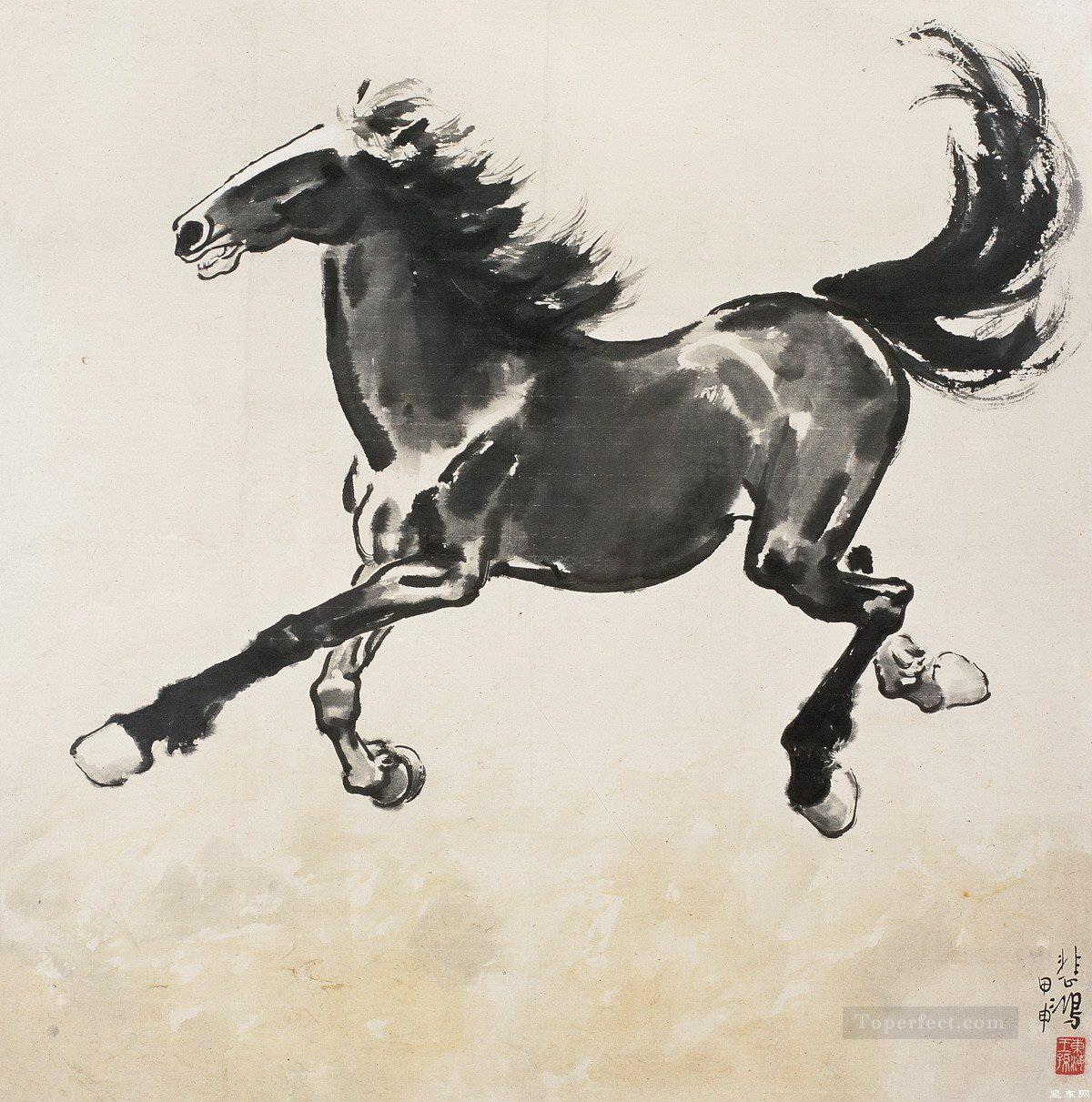 Xu Beihong caballo corriendo tinta china antigua Pintura al óleo